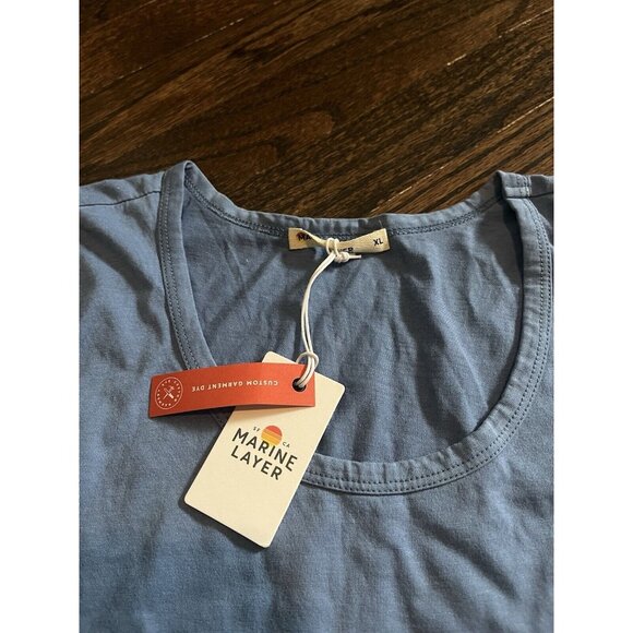 NWT Marine Layer Garment Dyed Signature Tank Top Mens Sz XL Bright Cobalt Blue - Picture 4 of 8